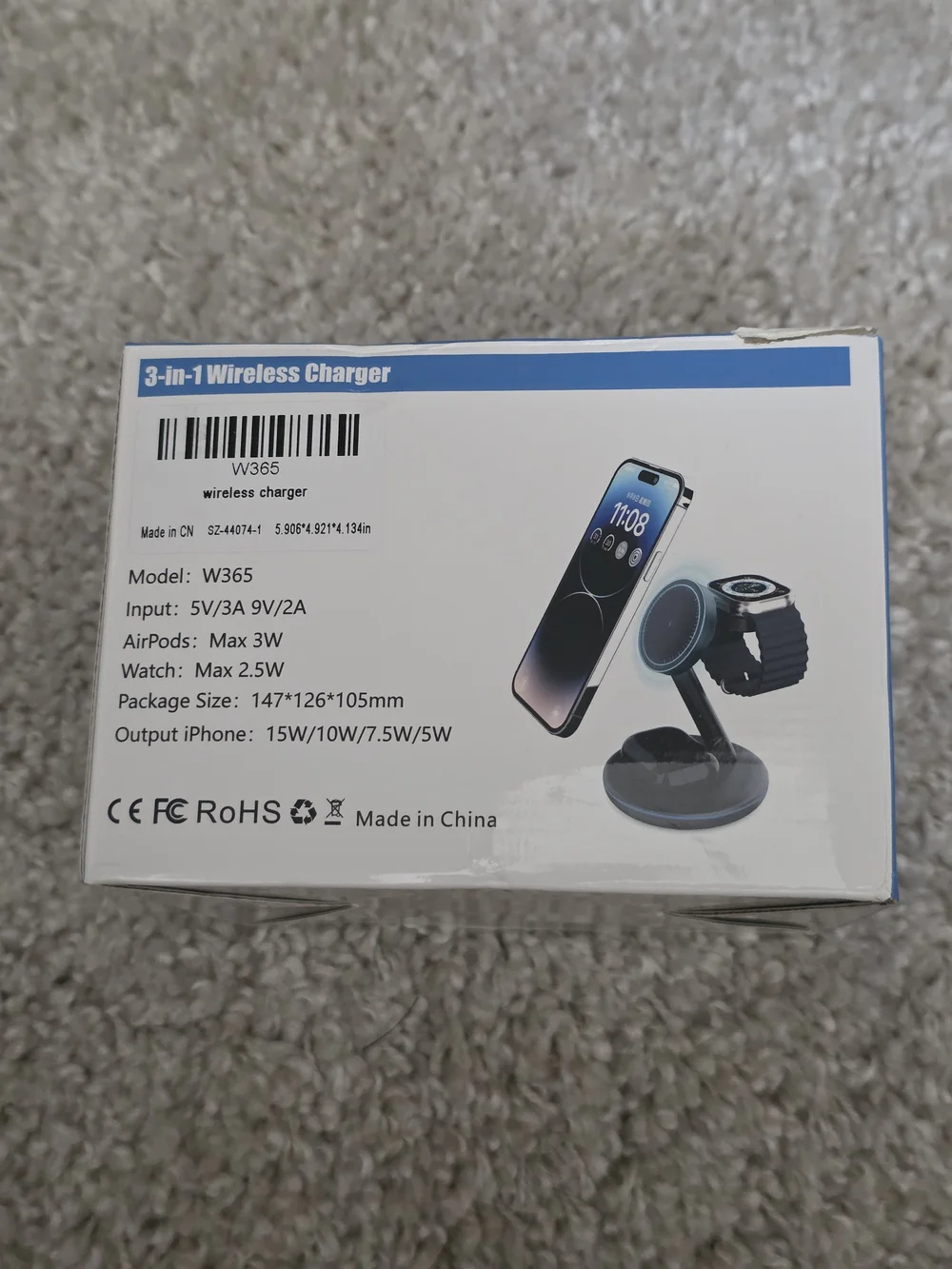 3-in-1 Wireless Apple Charger W365 - Black